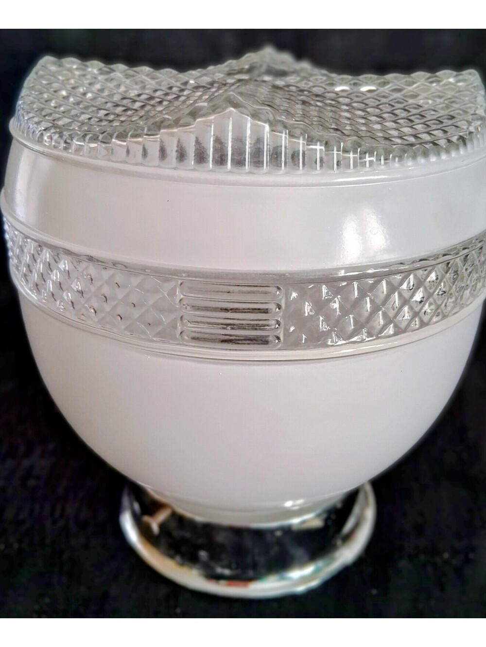 Vtg Mid Century 50s Progress Ceiling Light Fixture Chrome Glass Shade [COPY]
